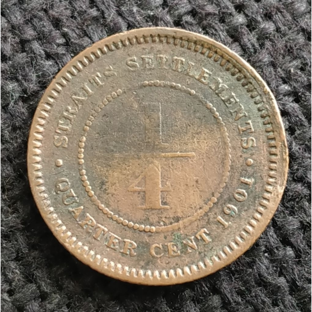 Koin Kuno Straits Settlements 1/4 Cent 1901 Queen Victoria