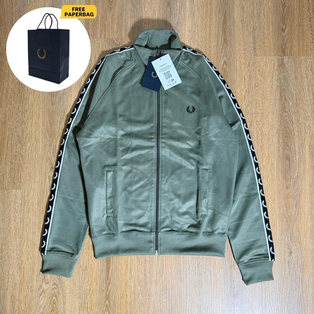 Tracktop Fred Perry Contrast Taped Green Black Brand New With Tags 100% Original  Size : XS ( 65 X 5