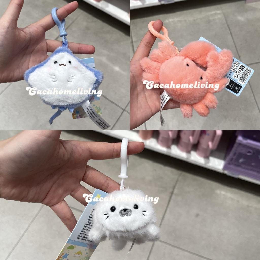 Miniso - Plush Keychain / Bag Charm / Gantungan Kunci Boneka Ocean Animal Collection (Crab / Seal / 