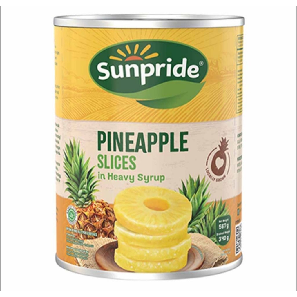 Sunpride Buah Nanas irisan dalam Sirup Pekat Kaleng 567gr