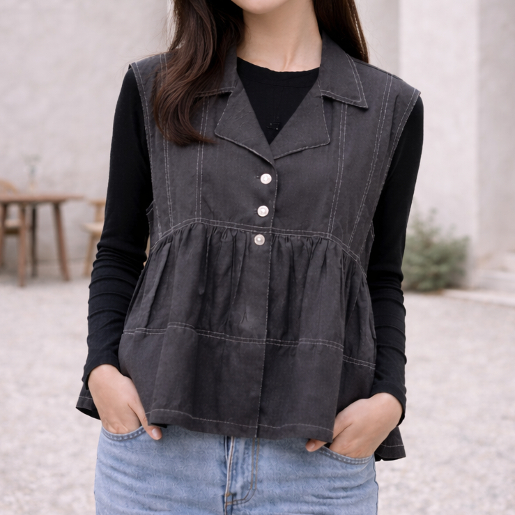 Vest Wanita Rajut Polos – Outer Tanpa Lengan, Simple & Elegan