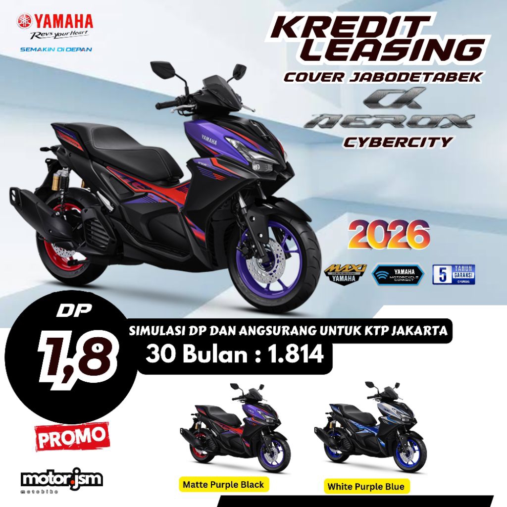 Dp Motor Yamaha Aerox Alpha Cybercity ABS Kredit Leasing Jakarta Depok Bekasi Tangerang