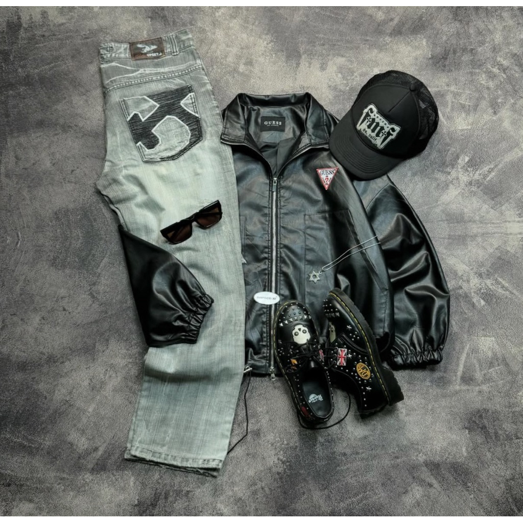 jacket leather guess vintage second original