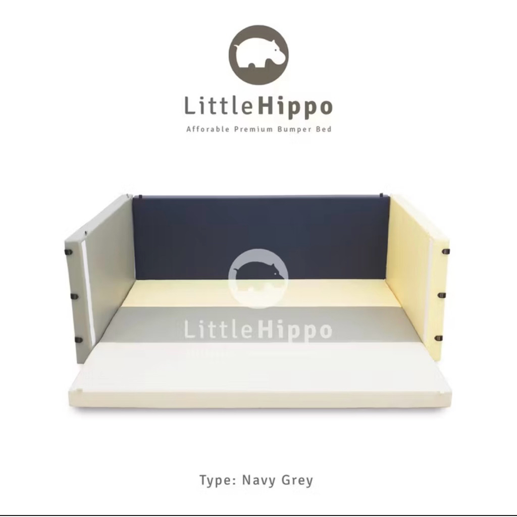 Little Hippo (LUMBA) Bumper Bed - Large - Navy Grey