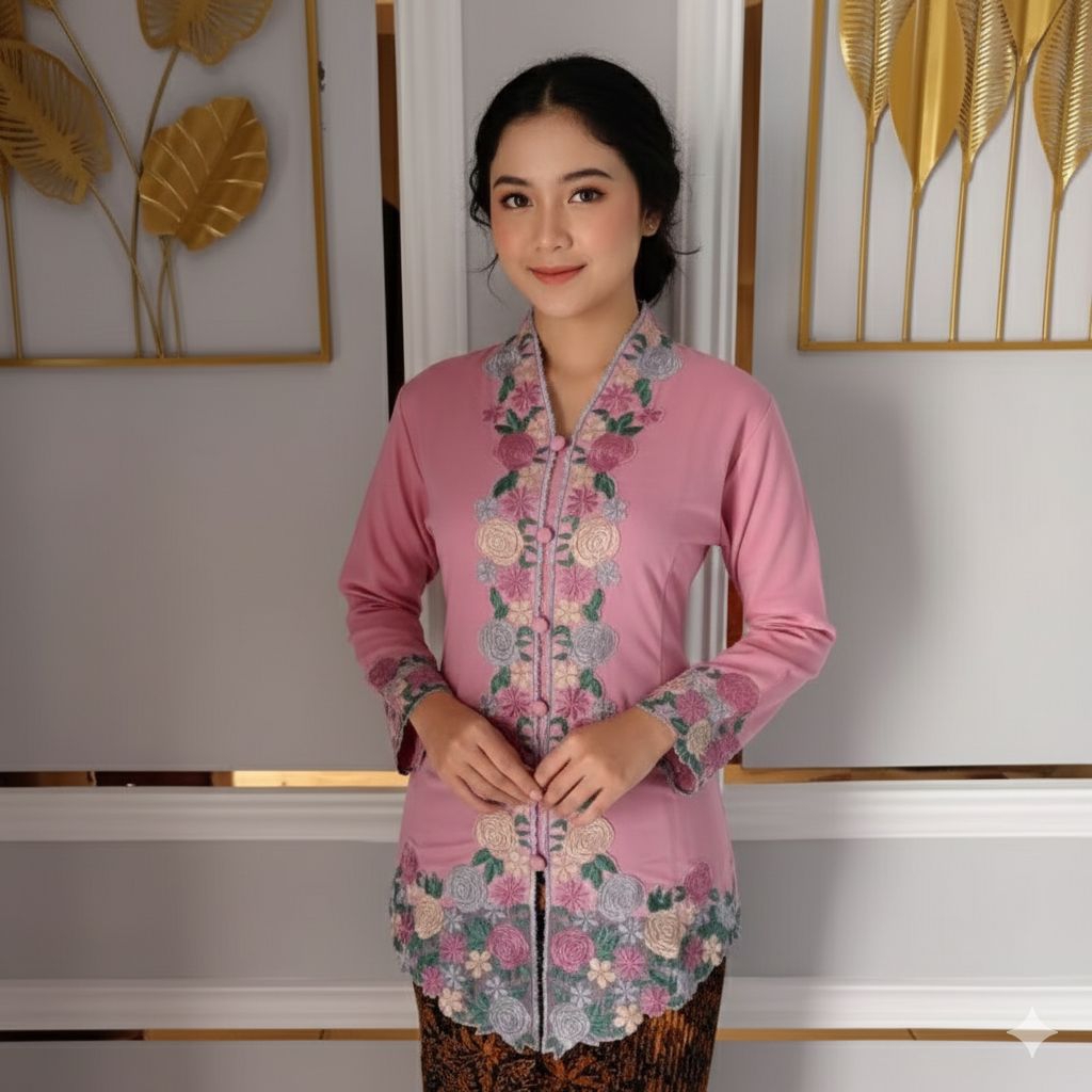 Kebaya encim bordir warna