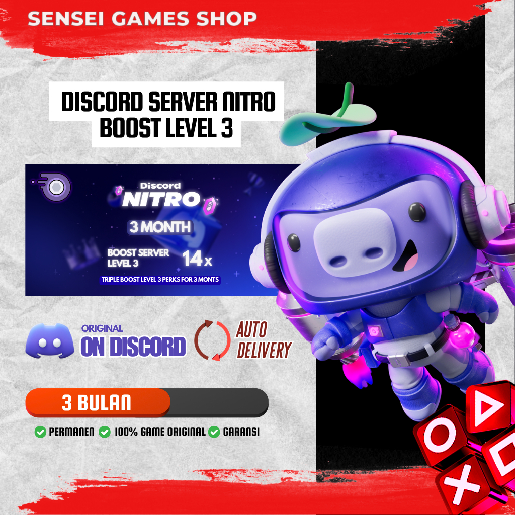 [BONUS GAME RANDOM] DISCORD SERVER NITRO BOOST LEVEL 3 - 3 BULAN DC PERKS FULL GARANSI