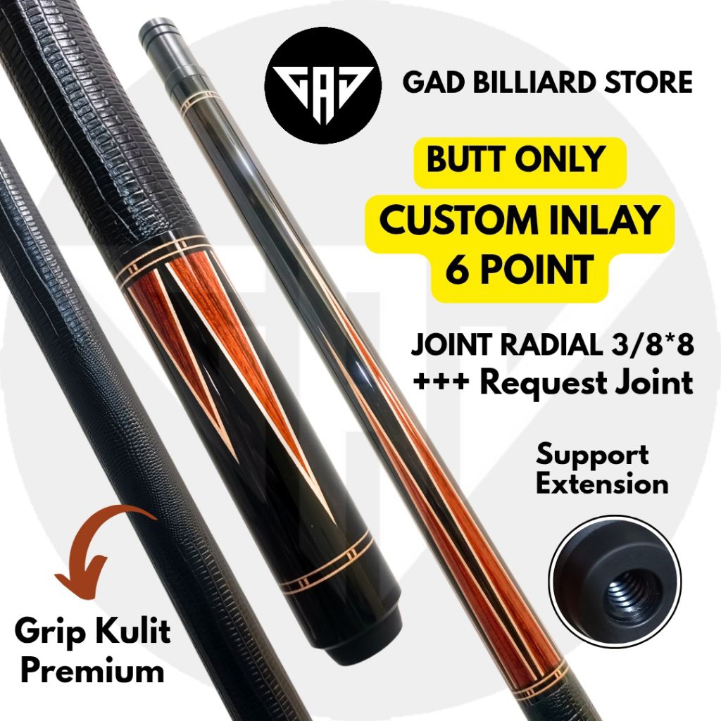 BUTT ONLY CUSTOM INLAY 6 POINT | STIK PLAY BILLIAR JOINT RADIAL | REQUEST JOINT