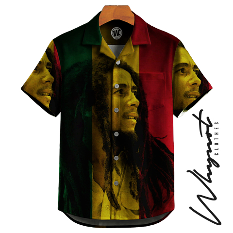 WHYNOT - KEMEJA FULPRINTING - KEMEJA BOB MARLEY -Rasta Edition Premium Full Print