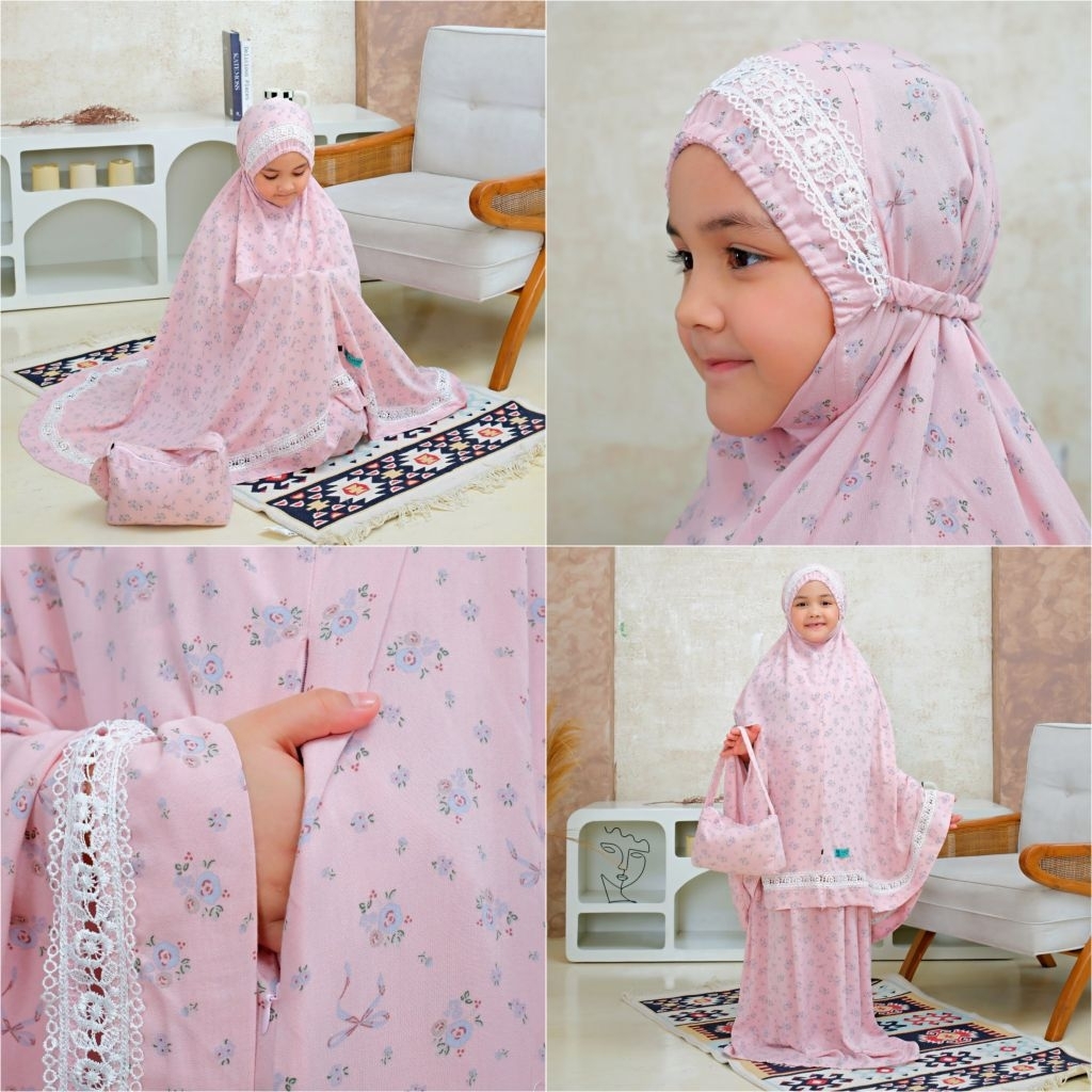 MUKENA ANAK ZLATRA VALENCIA COQUETTE DUSTYPINK