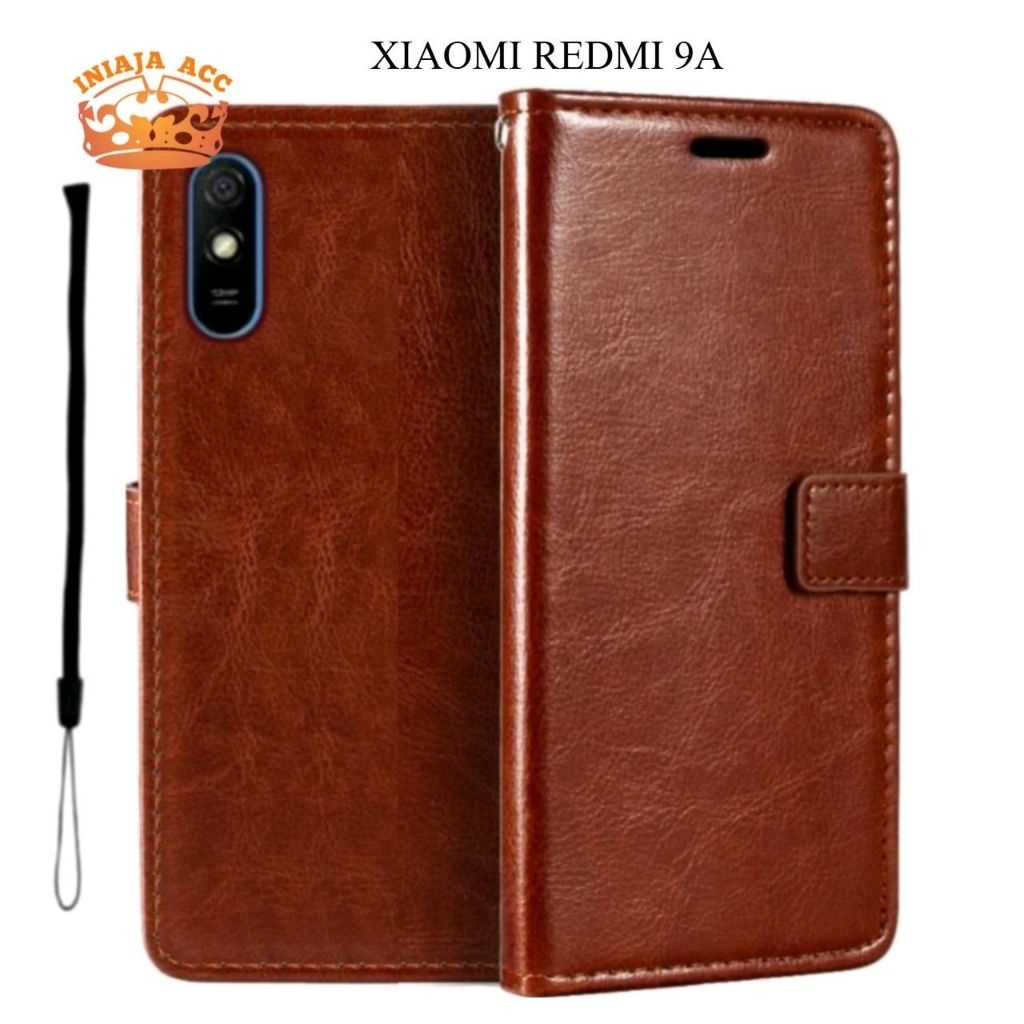 CASE XIAOMI REDMI 9A LEATHER CASE SARUNG HP DOMPET KULIT FLIP COVER CASE BUKA TUTUP KESING DOMPET