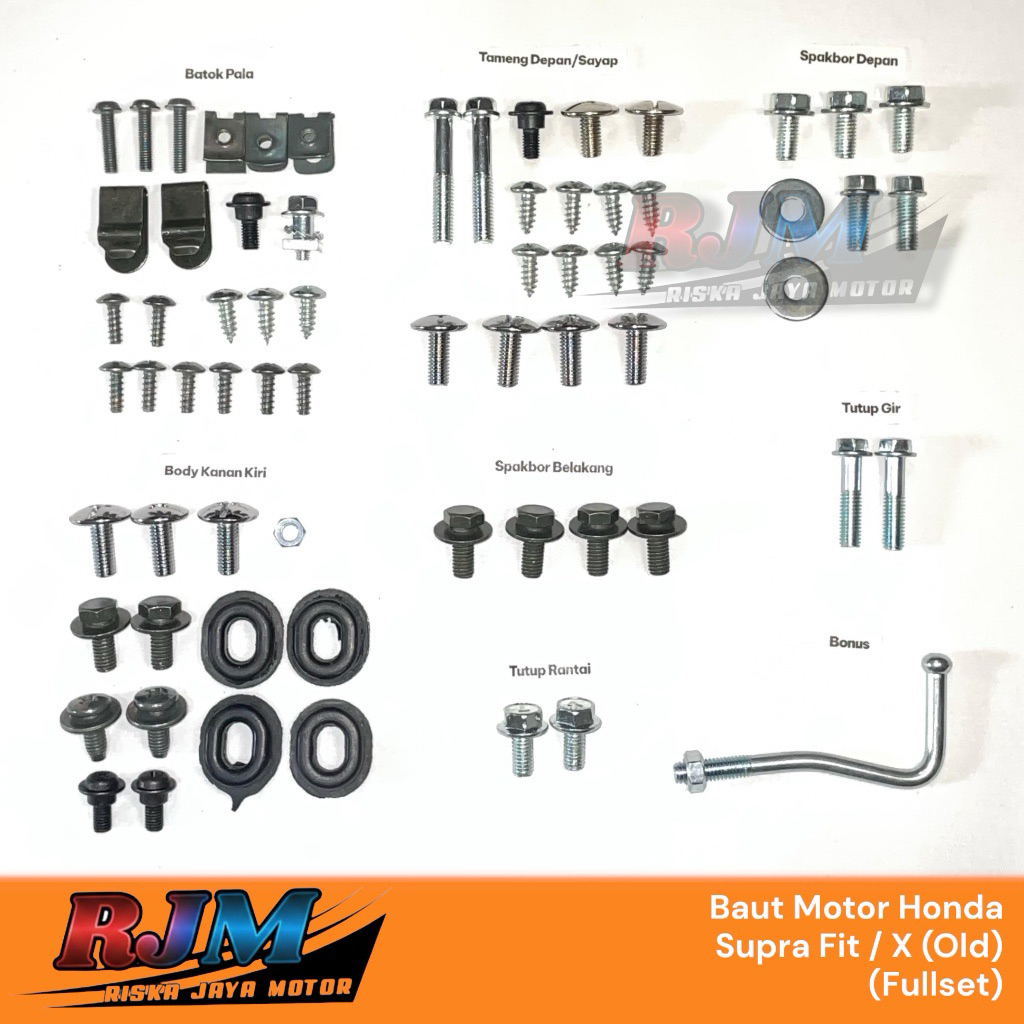 Baut Motor Supra X Old Fullset / Baut Supra Fit Lama Lengkap / Baut Supra X Full Body