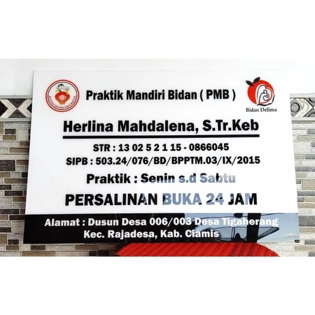 Papan Nama Bidan/Plang Klinik/Plang Toko/Plang Bidan/Plang Dokter
