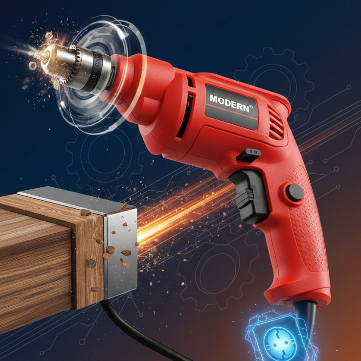 Modern M2100C - Bor Listrik 10mm Tangan Kayu Besi Modern - Mesin Bor Tangan 10mm