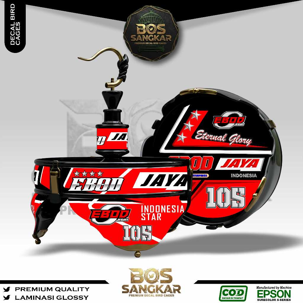 STIKER DECAL SANGKAR BURUNG BUNDAR LINGKARAN LOVE BIRD HELOPET BATMAN CUSTOM EBOD JAYA BS20