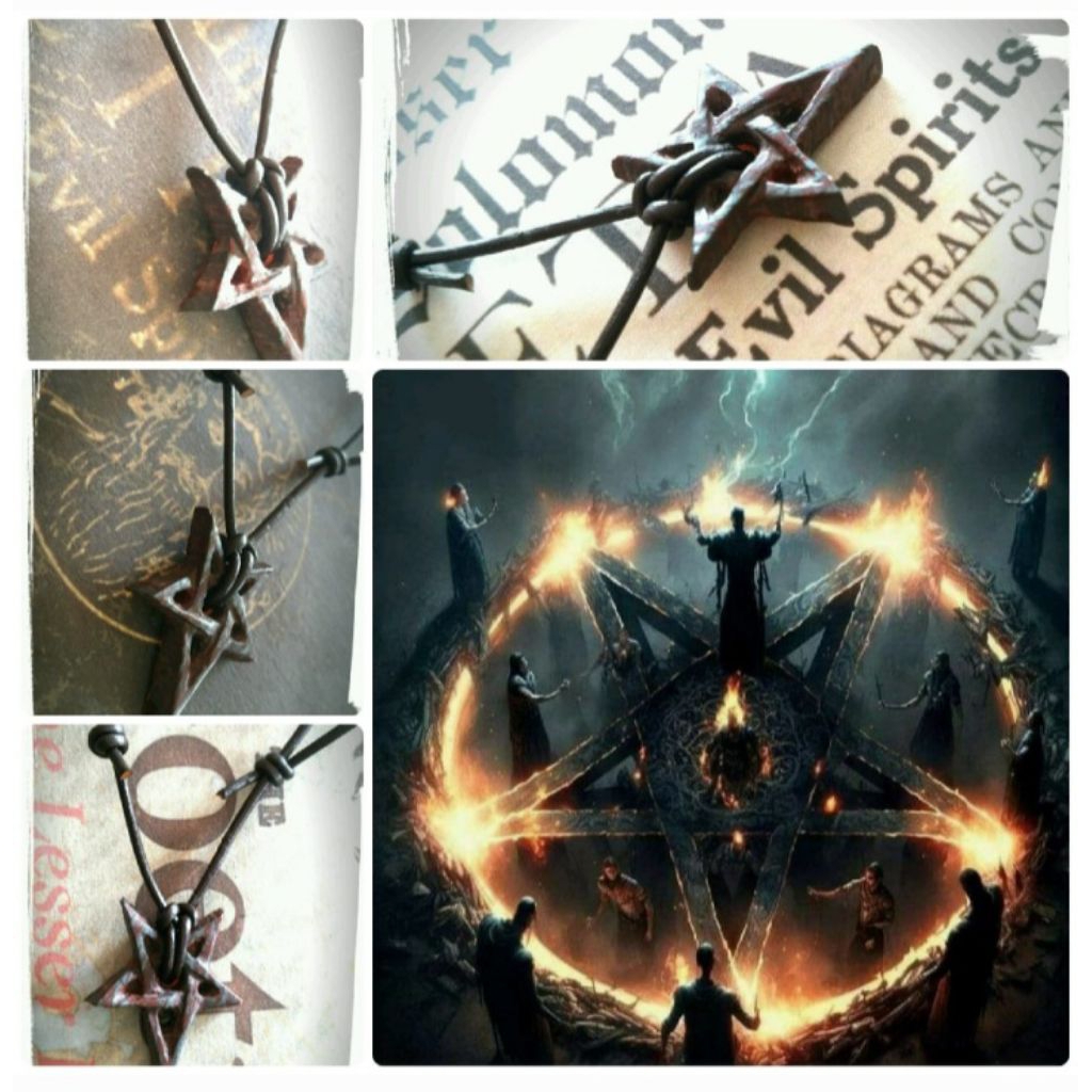 Pentagram Inverted Pentagram Bintang Terbalik Kalung Necklace Liontin Batu Akik Eliphas Levi Zaed Ge