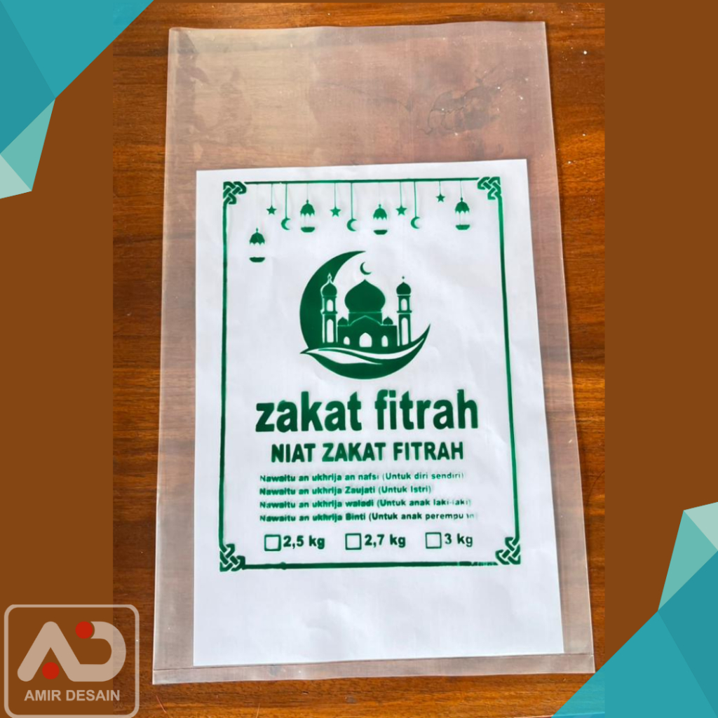 PLASTIK BERAS ZAKAT FITRAH SABLON, MURAH & TEBAL