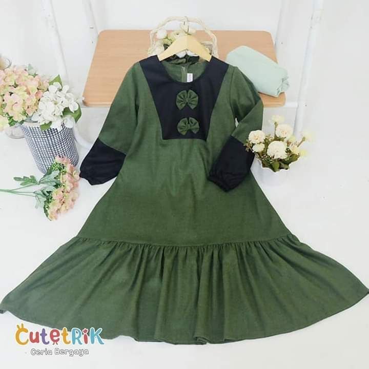 Simple Gamis CUTETRIK GS 43/ 44/ 45 katun madina Jilbab ceruti