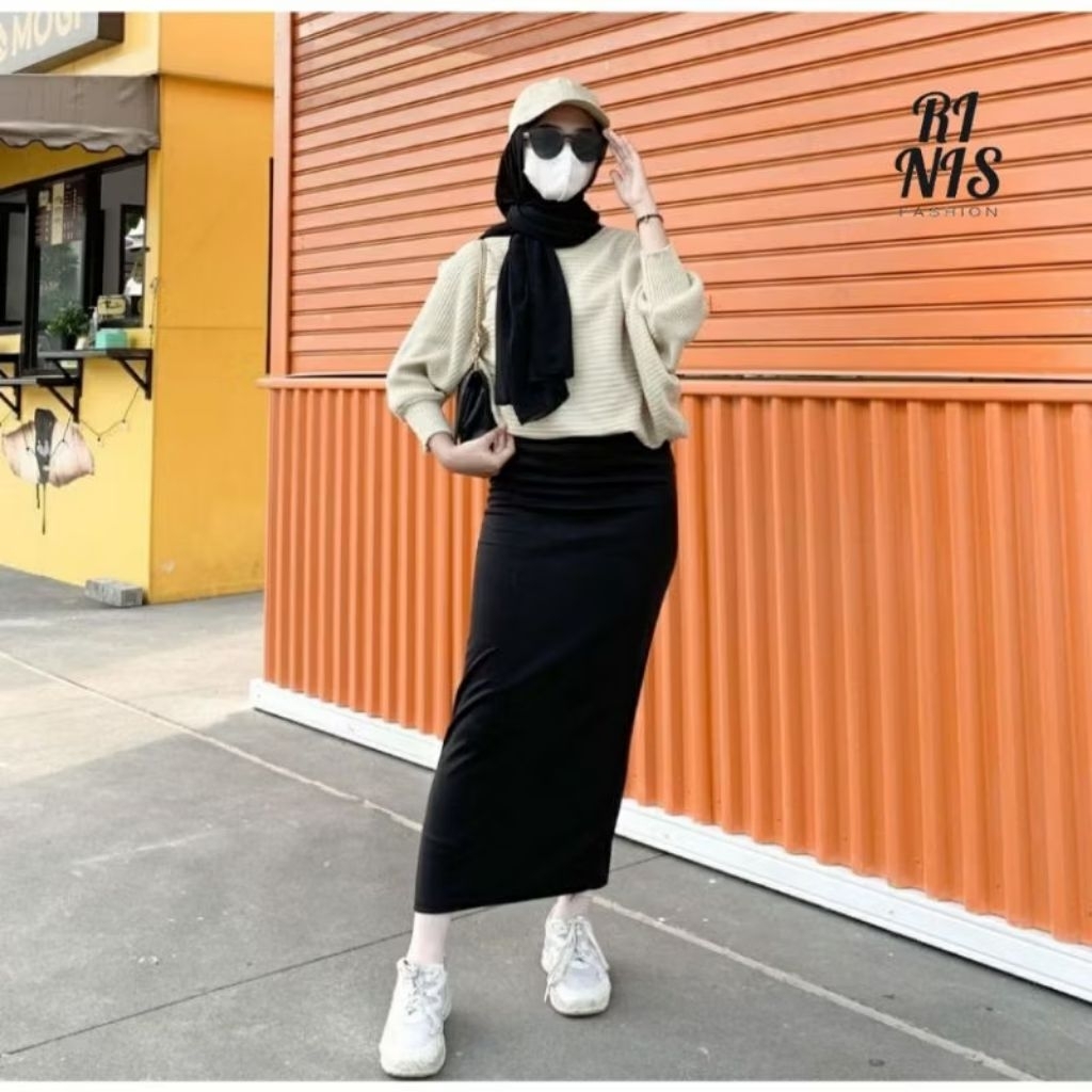 Rok Kerja Span Panjang Hitam