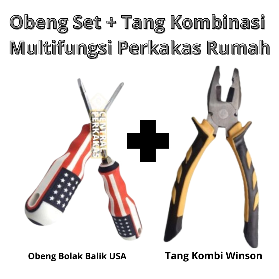 Paket Hemat Obeng Plus Tang / Paket Obeng + Tang Kombinasi Set Lengkap
