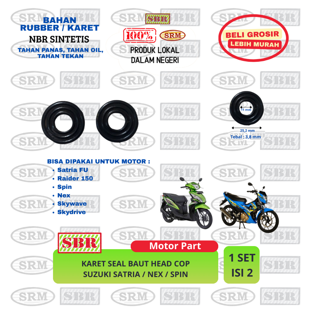 karet Seal Baut Cop SUZUKI Satria FU Spin Nex (ISI 2) - Sil Siel Karet Baud Silinder Cylinder Head