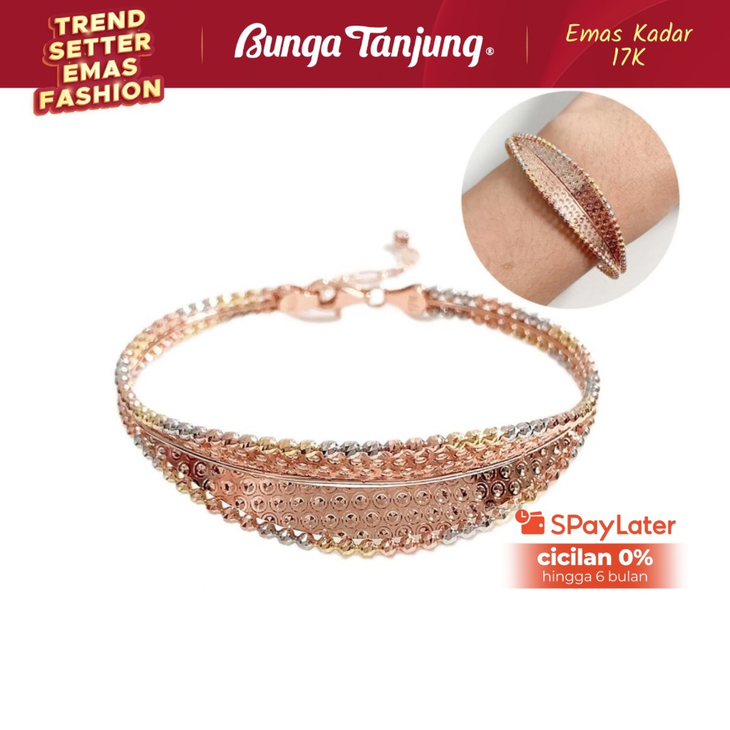 GELANG PLAT SHIMMER - EMAS 17K - BUNGA TANJUNG GOLD