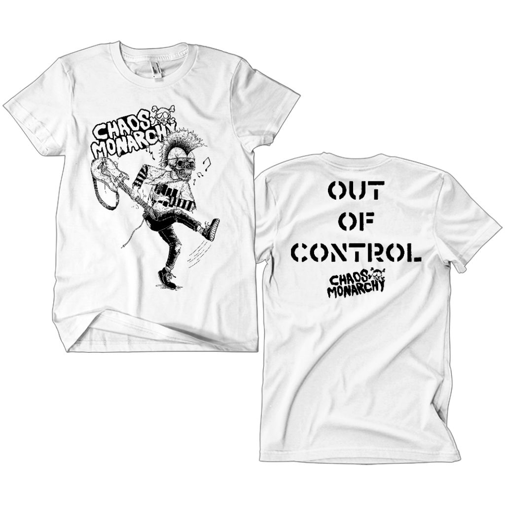 Kaos Band Punk Chaos  Monarchy - Out Of Control putih