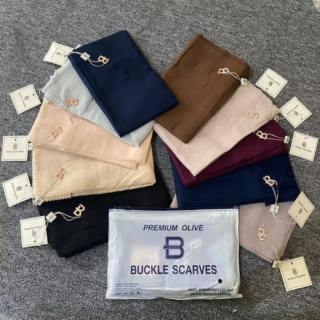 Buckle Scarves hijab segiempat PARIS LUXURY (POUCH) TERBARU
