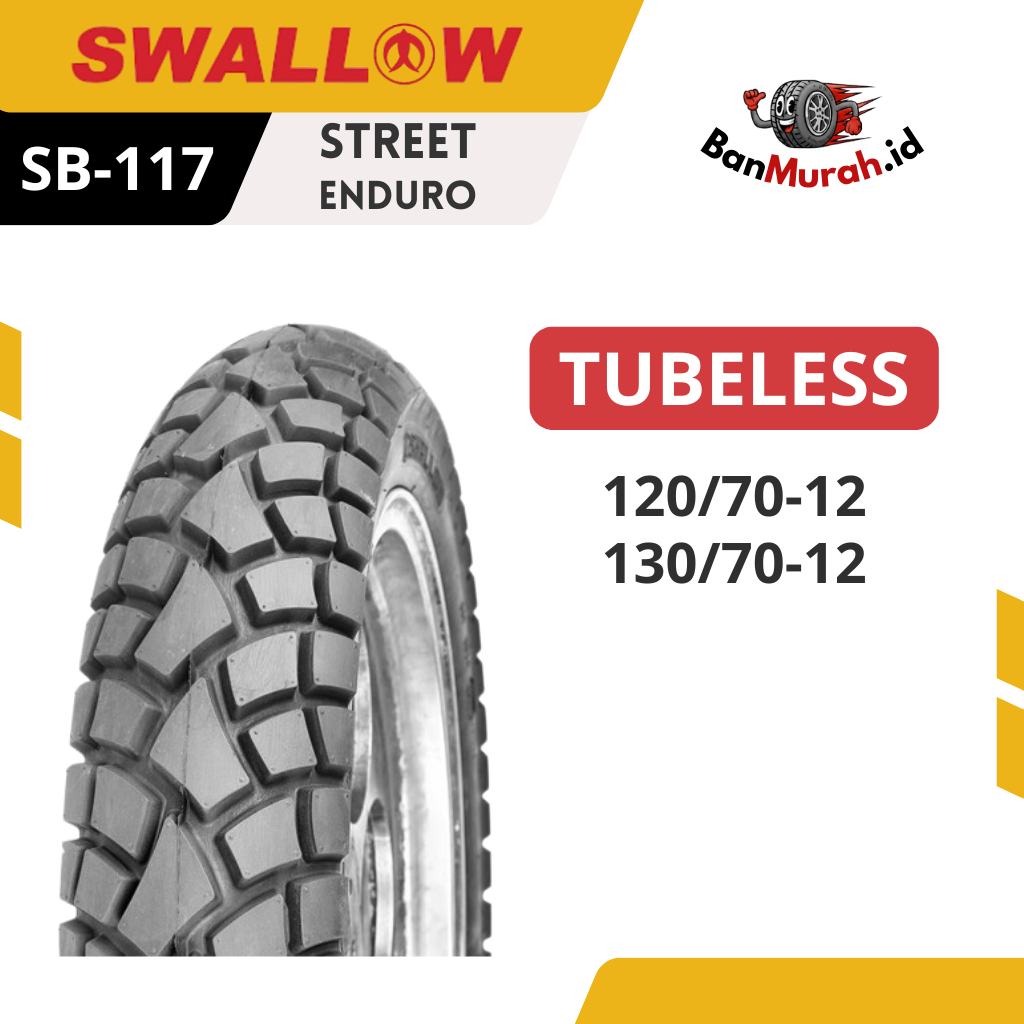 Ban Luar Motor Swallow SB-117 STREET ENDURO Ukuran 120/70 130/70 Ring 12 TUBELESS