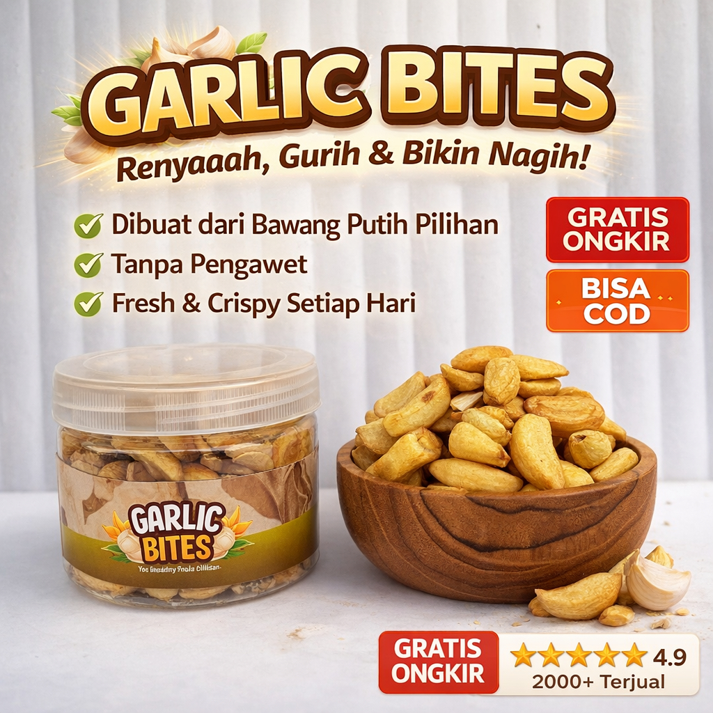 Garlic Bites Keripik Bawang Putih Renyah 100g Snack Bawang Putih Goreng Premium