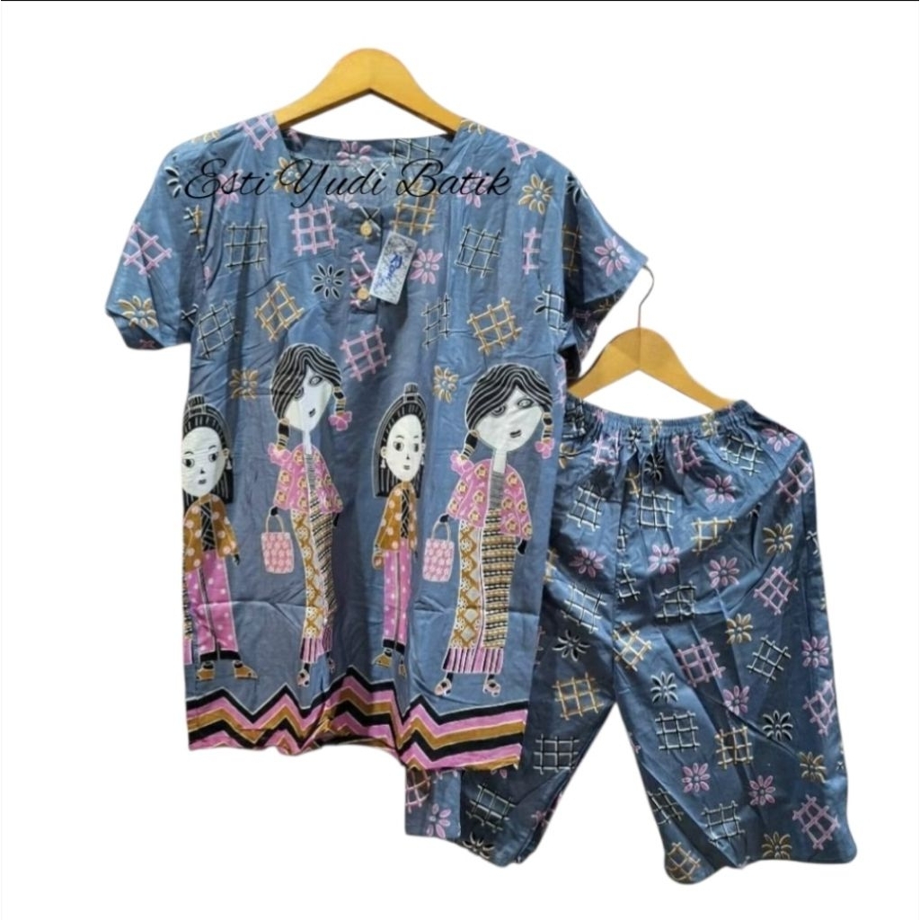 Setelan GOGO BABYDOL MOTIF TEJO WARNA Piyama lucu set Celana kulot Pendek 3/4 Bahan Rayon setelan wa