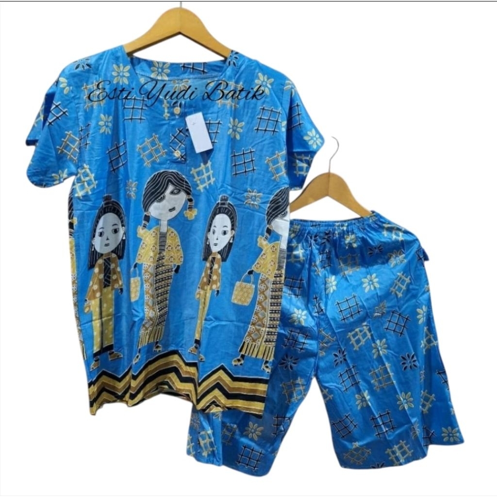Setelan GOGO BABYDOL MOTIF TEJO WARNA Piyama lucu set Celana kulot Pendek 3/4 Bahan Rayon setelan wa