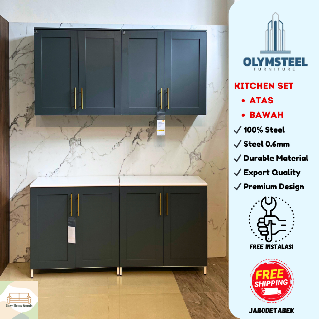 Olymsteel Olympic - Kitchen Set - Kitchen Kabinet - Lemari Dapur Atas/Bawah - Besi - Lemari Piring