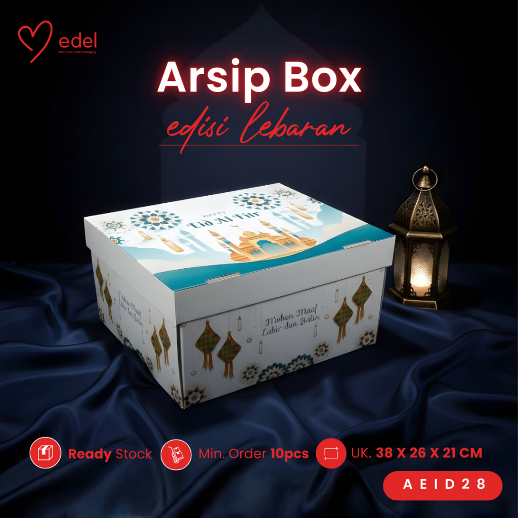 Box Hampers Lebaran 38x26x21 cm Handle | Kotak Parcel Idul Fitri Hardbox Kue Kering Snack Gift Box R
