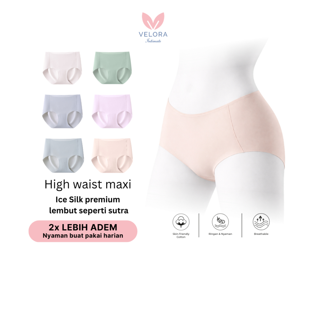 Velora - Celana Dalam Wanita Murah Anti Jiplak | Seamless Katun Ice Silk Sutera Lembut | Fit to M-XL