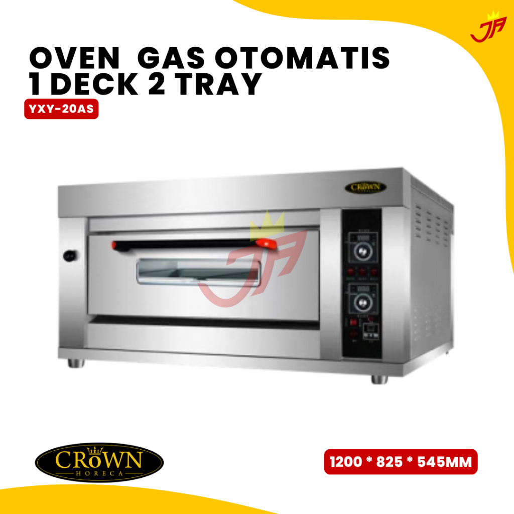 CROWN Oven Gas Otomatis YXY-20AS 1 Deck 2 Loyang 350°C IPX4 1200x825x545mm