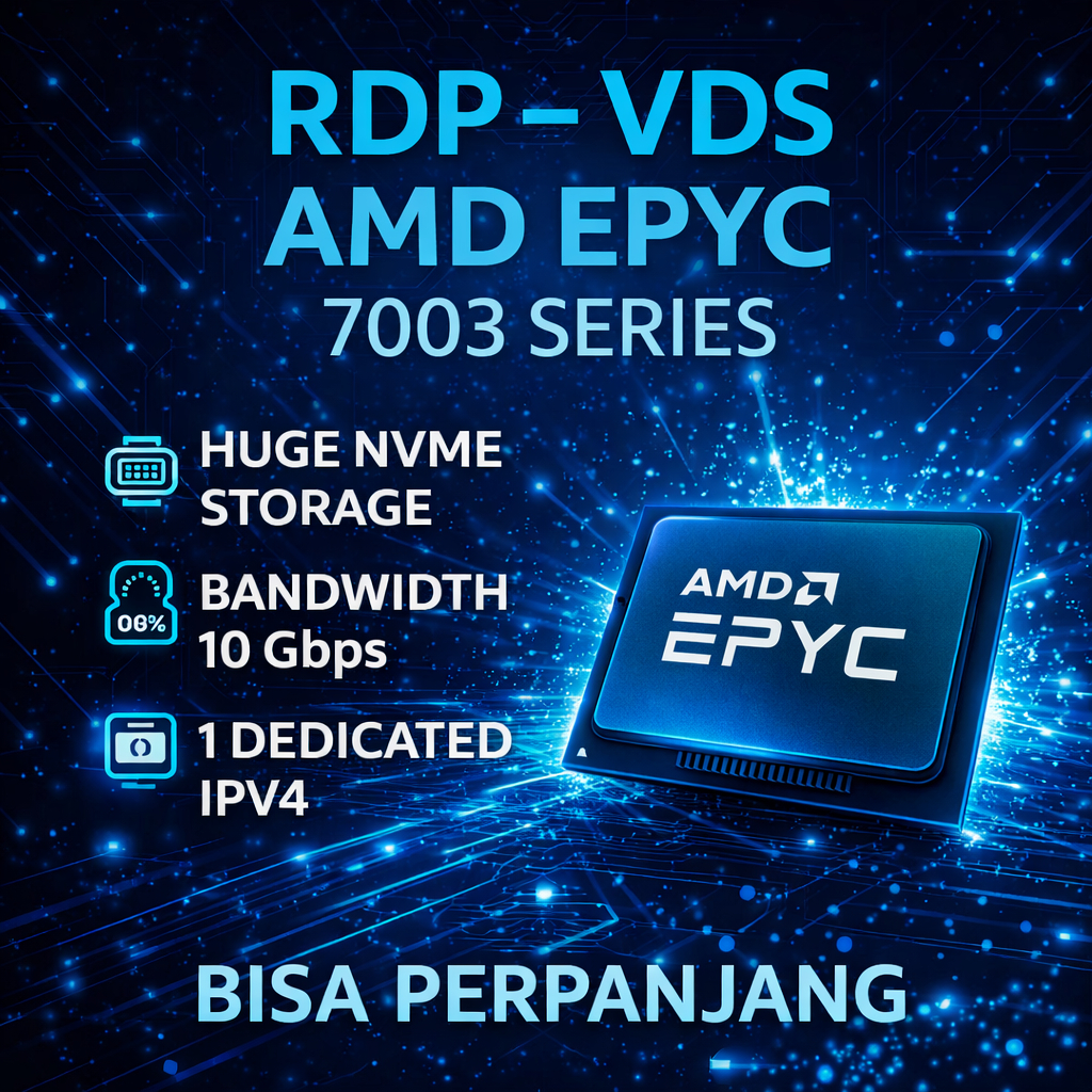 RDP VDS DEDICATED AMD EPYC 7532/7551P BISA PERPANJANG - KVM/XEN VPS