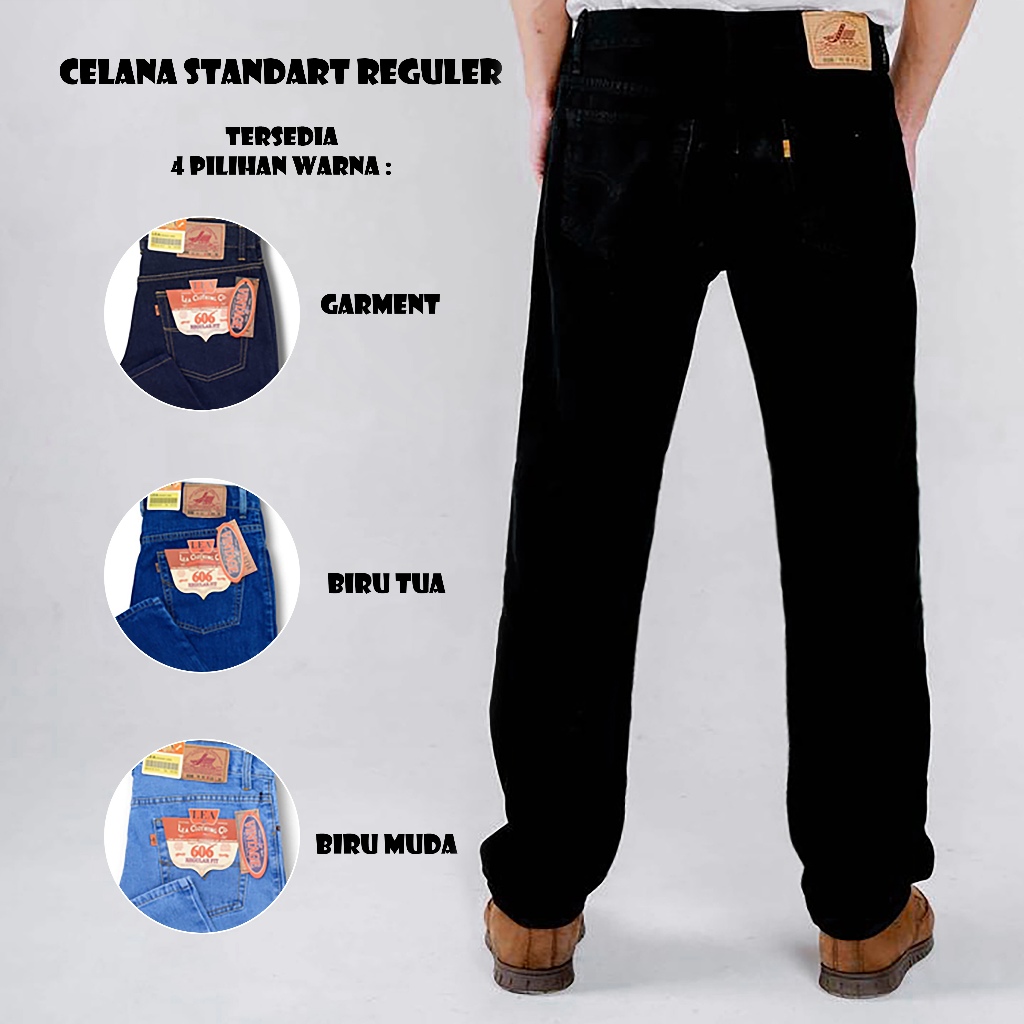 Celana Jeans LEA 606 Original Pria Standar Bahan Tidak Melar Long Pants
