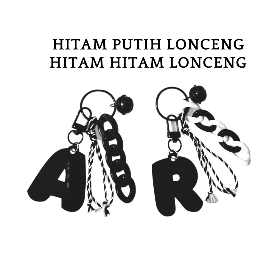 Gantungan Kunci Akrilik Huruf 5cm Plastik Unik Estetis Hitam Putih Tas Tumbler/Gantungan tumbler/Gan