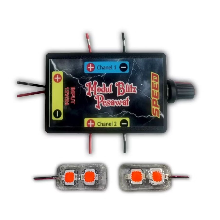 Modul Blitz Plip Plop 2Channel Plus Lampu Kolong Led Hpl Blitz Pesawat 12v 24v DC