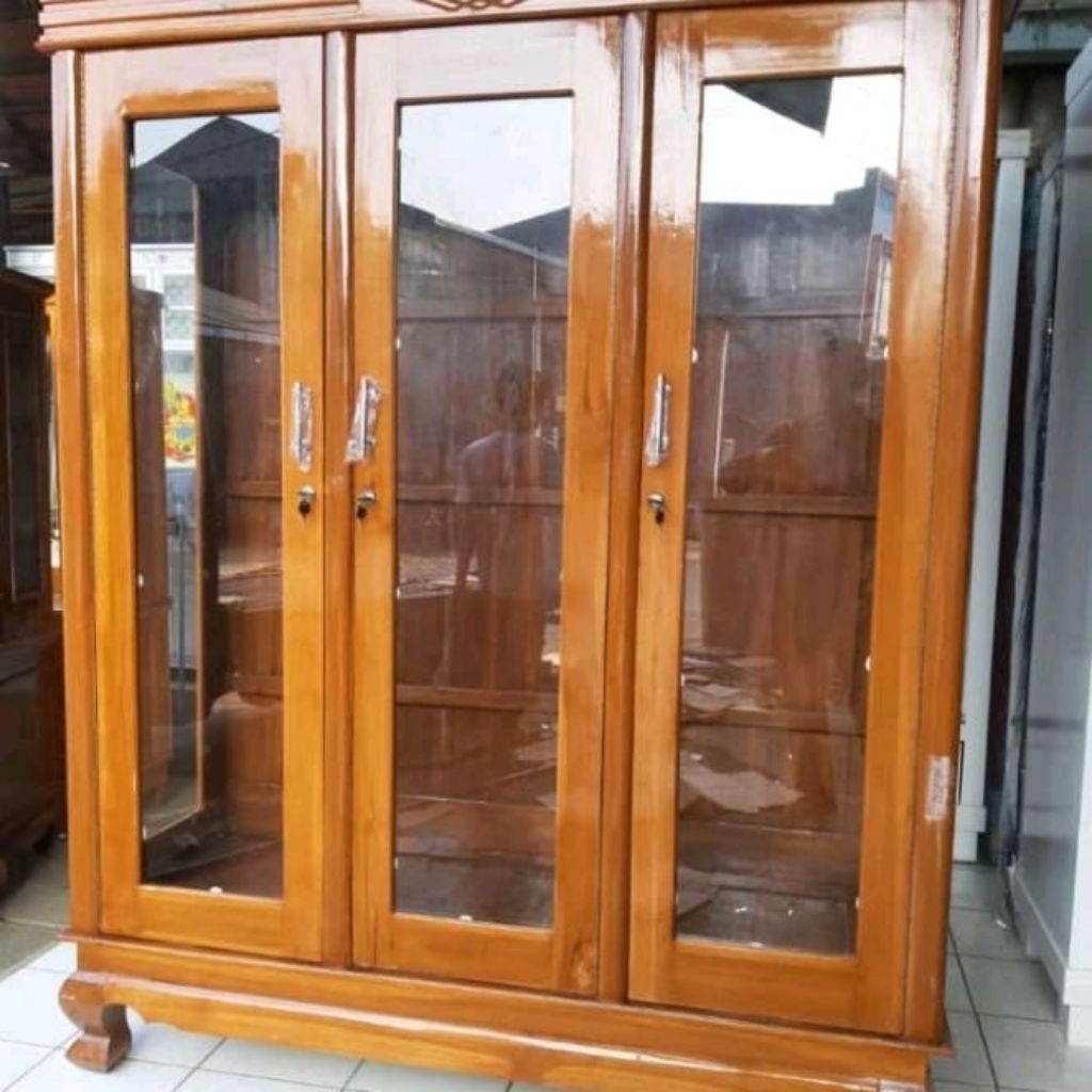 lemari gamis full gantungan kayu jati