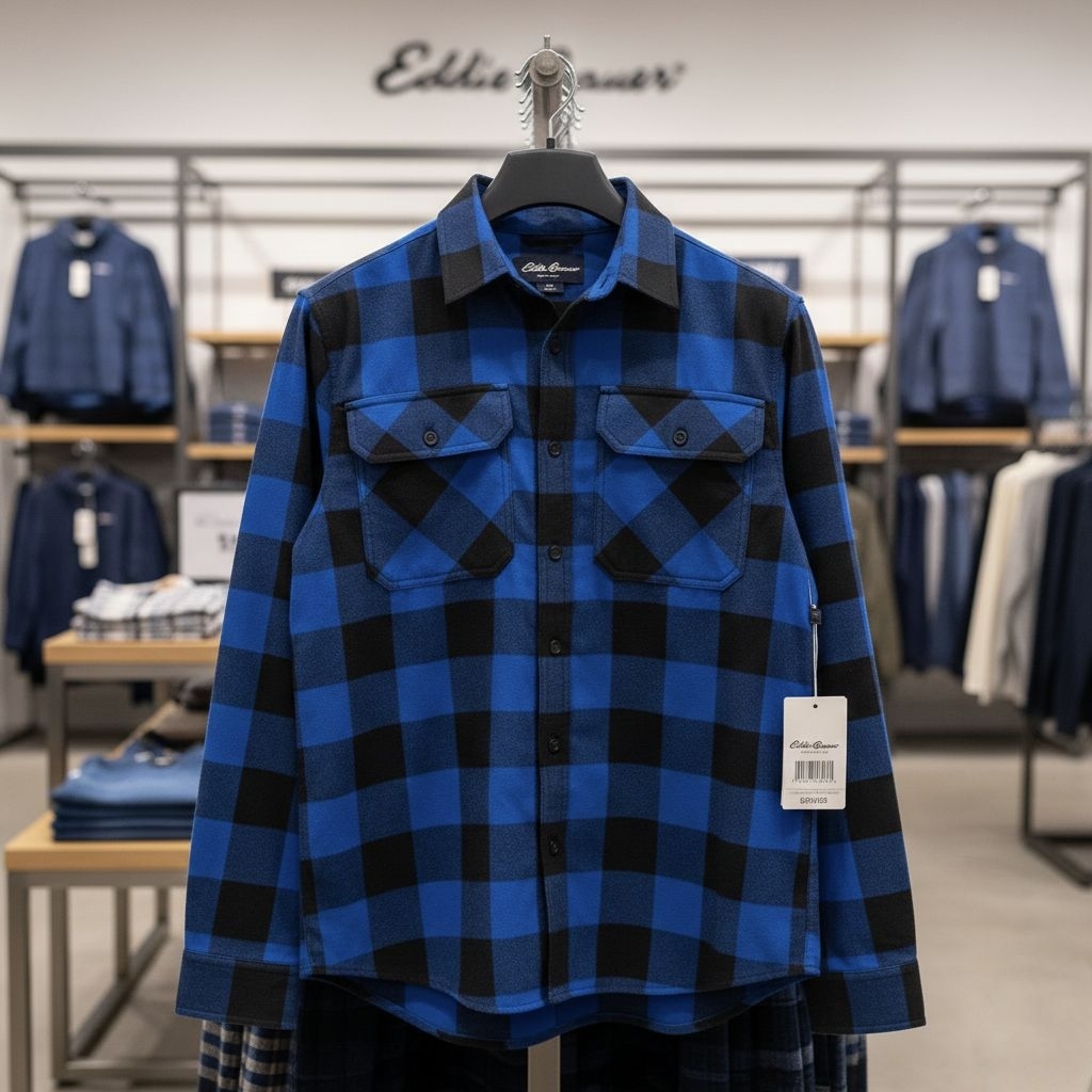 Heavy weight Flanel Overshirt Eddie Bauer Original lengan Panjang Baju Atasan Kemeja kasual Flanel C