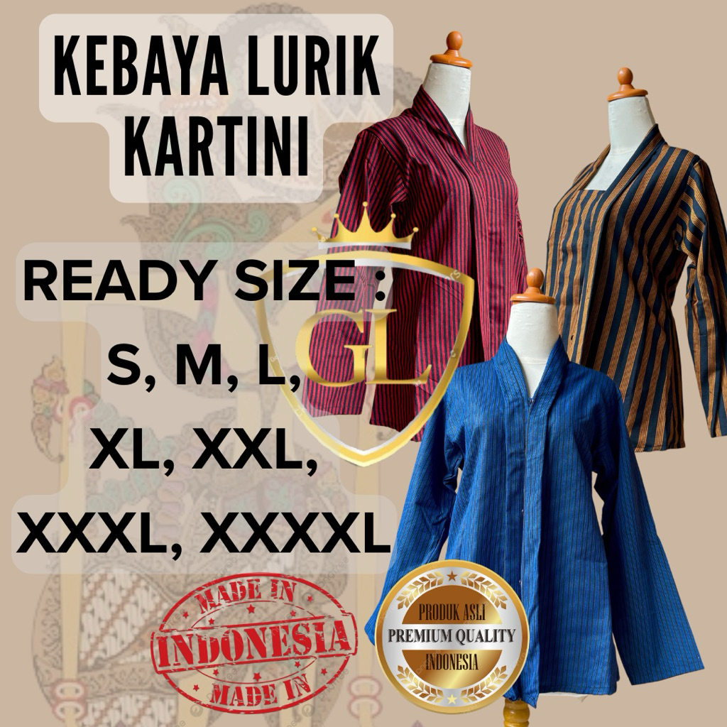 atasan wanita kebaya lurik kartini baju adat jawa lengan panjang dewasa wanita