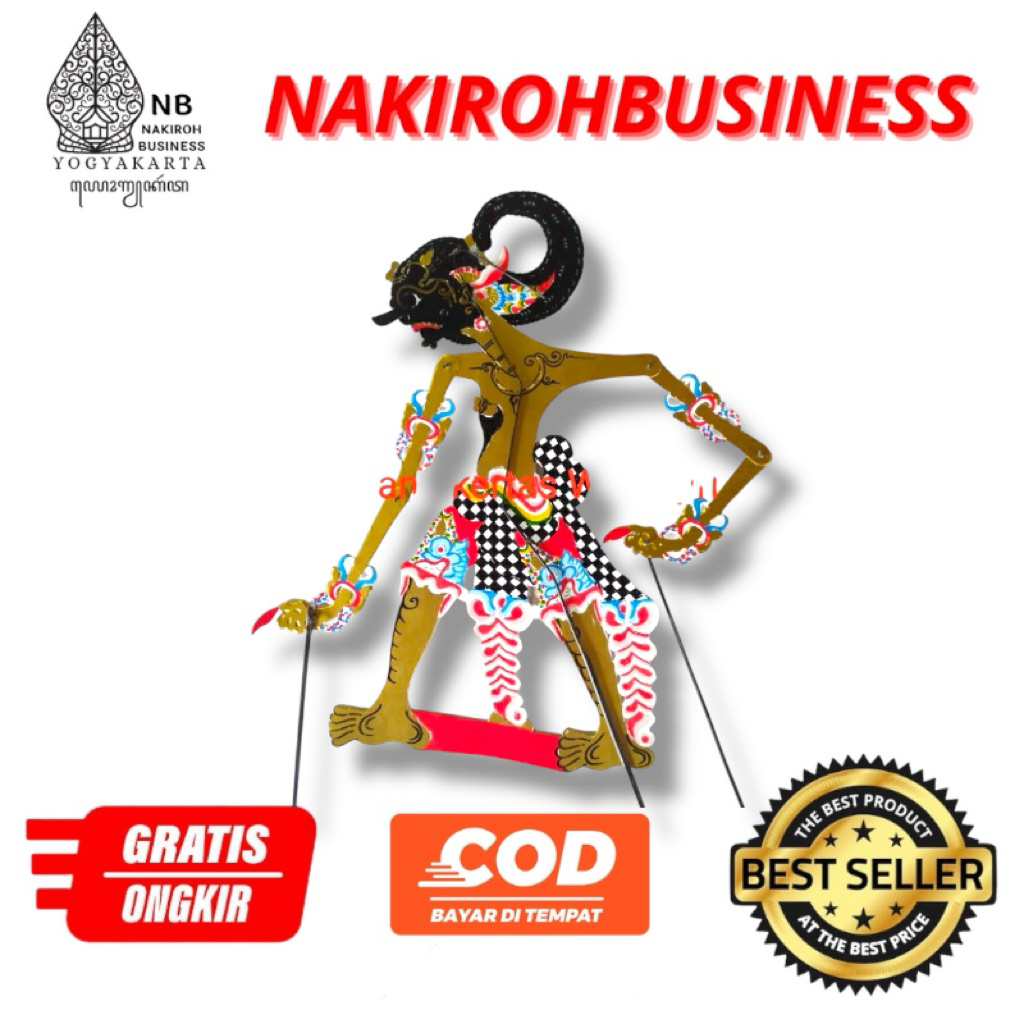 NAKIROHBUSINESS Wayang Kulit Kertas Bima 45cm Werkudara Bratasena