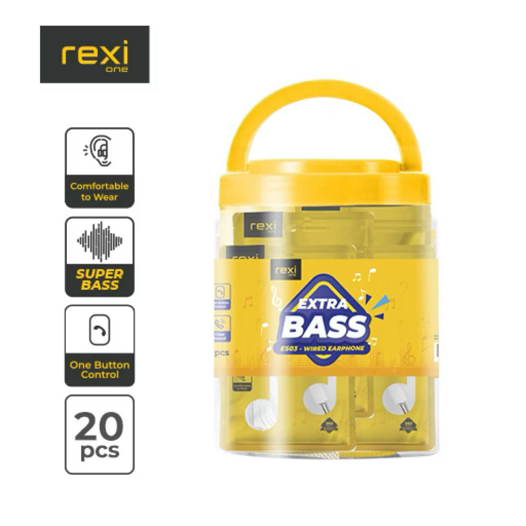 Rexi ES03 Headset Wired, Handsfree Earphone Es03, ecer 1 Pcs