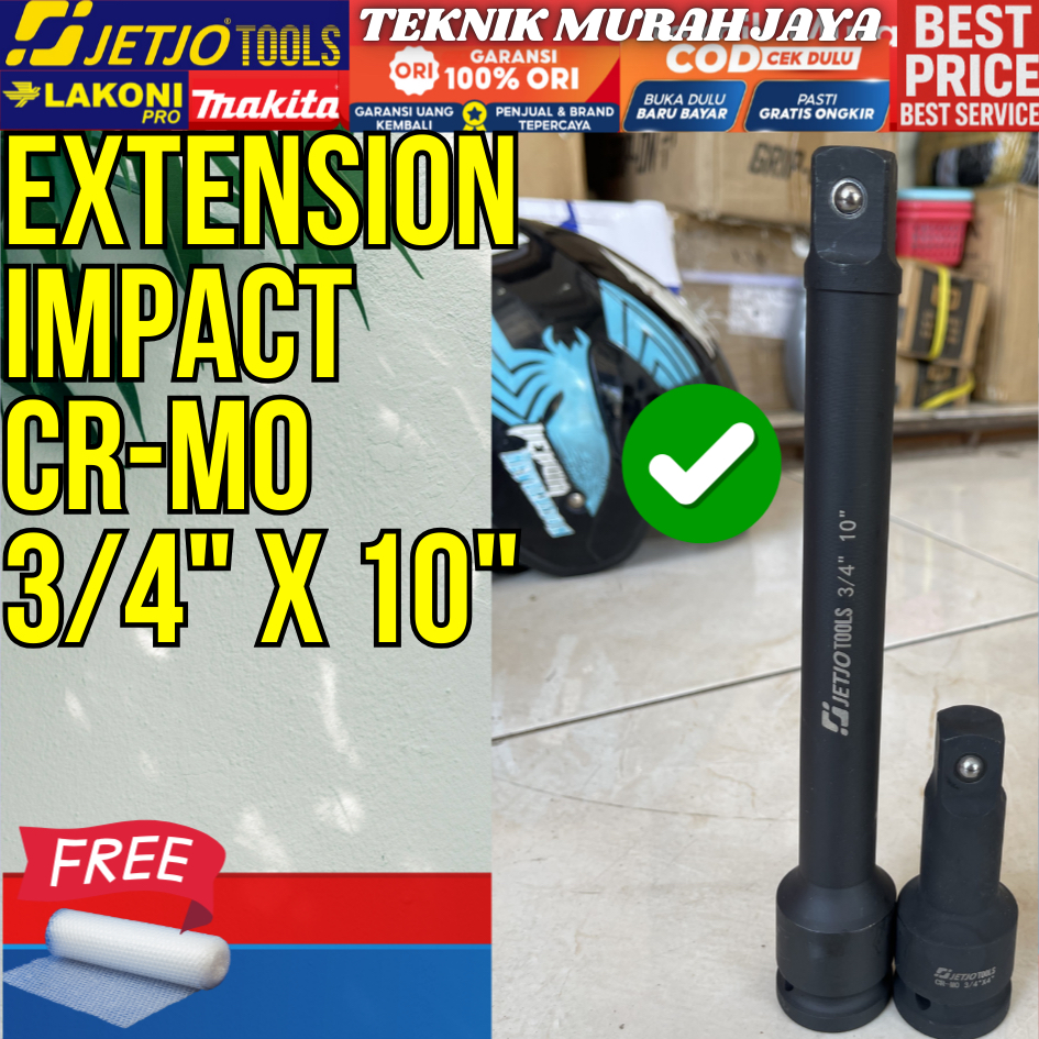 JETJO 500846 Extension Bar 3/4 inch x 10 inch 25 cm Sambungan Mesin Impact Wrench Mata Sock Impact U