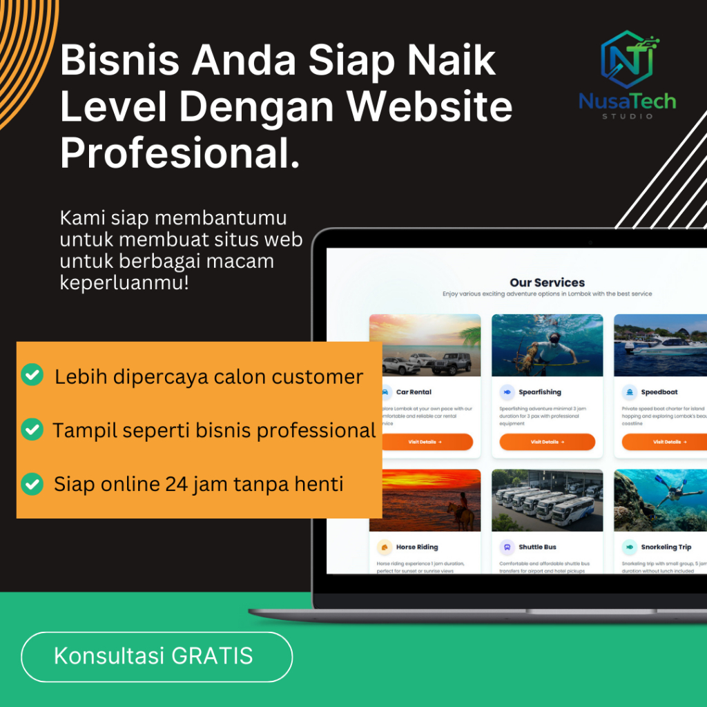 Jasa Pembuatan Website Profesional Custom | Company Profile, Tour Travel, Rental, UMKM, E-Commerce S