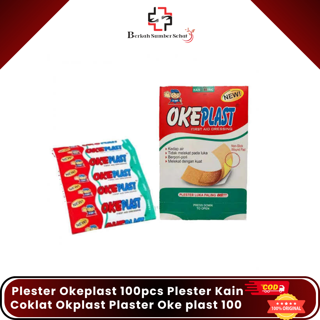 Plester Okeplast 100pcs / Plester Kain Coklat Okplast