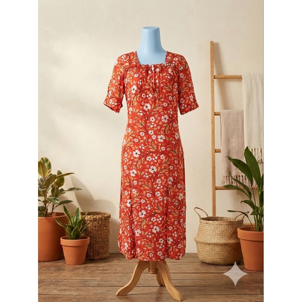 Daster Fuji Motif Bunga / Daster Kerut Dada / Daster Rayon Premium