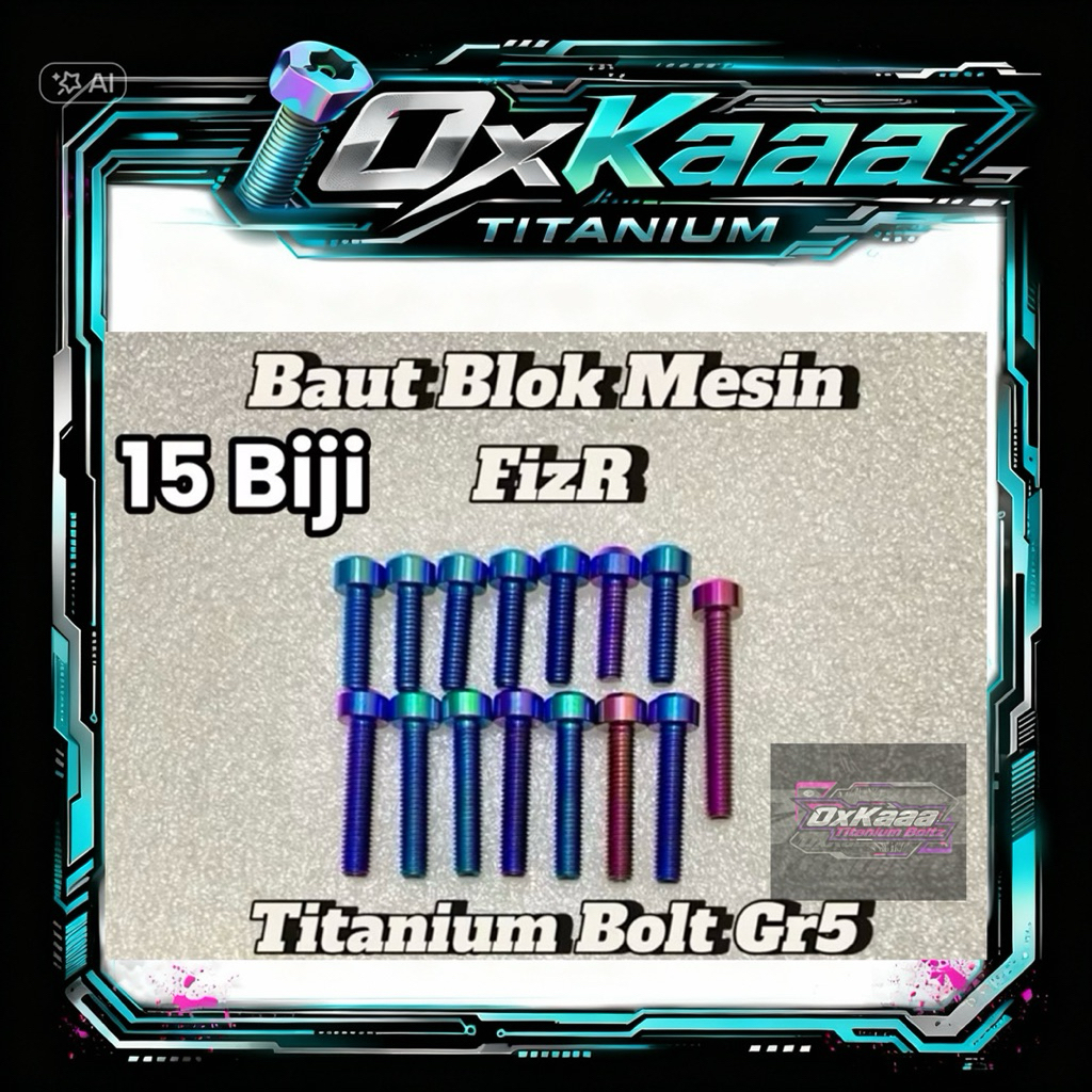 (15Pcs) Baut Titanium GR5 Kalter Mesin FIZR Original Anti Karat Vietnam