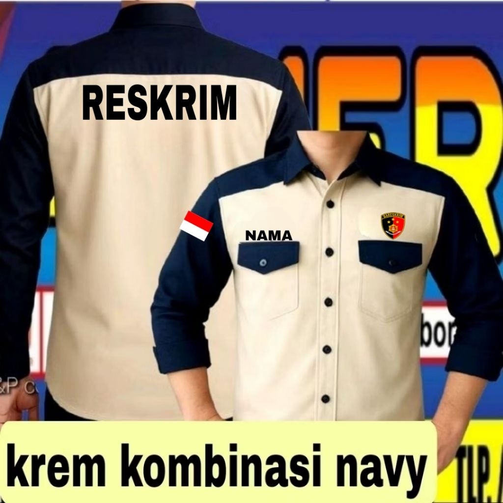 krem kombinasi navy Kemeja Reskrim baju Reskrim pakaian Reskrim kemeja Bareskrim baju Bareskrim paka